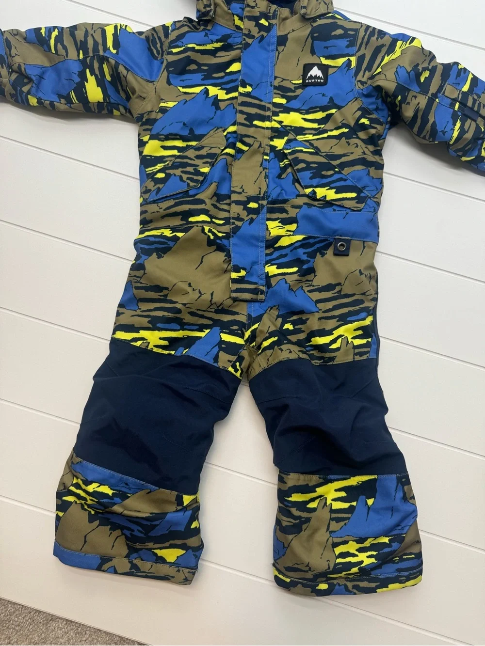 Burton Striker DryRide One Piece Snowsuit Kids Toddler Blue Yellow Camo